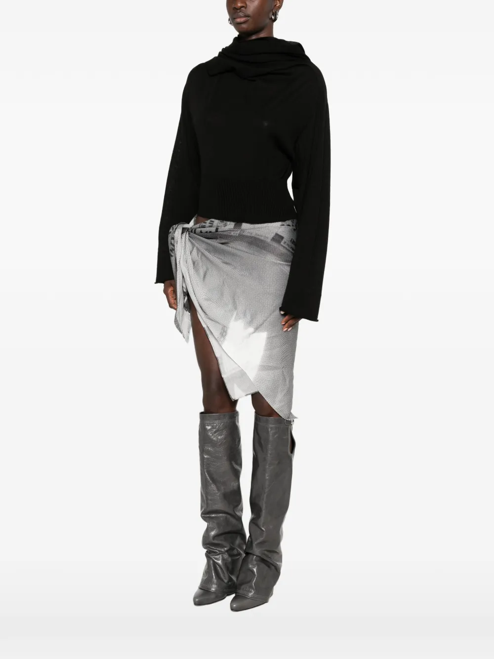 Rick Owens Asymmetrische gedrapeerde trui Zwart