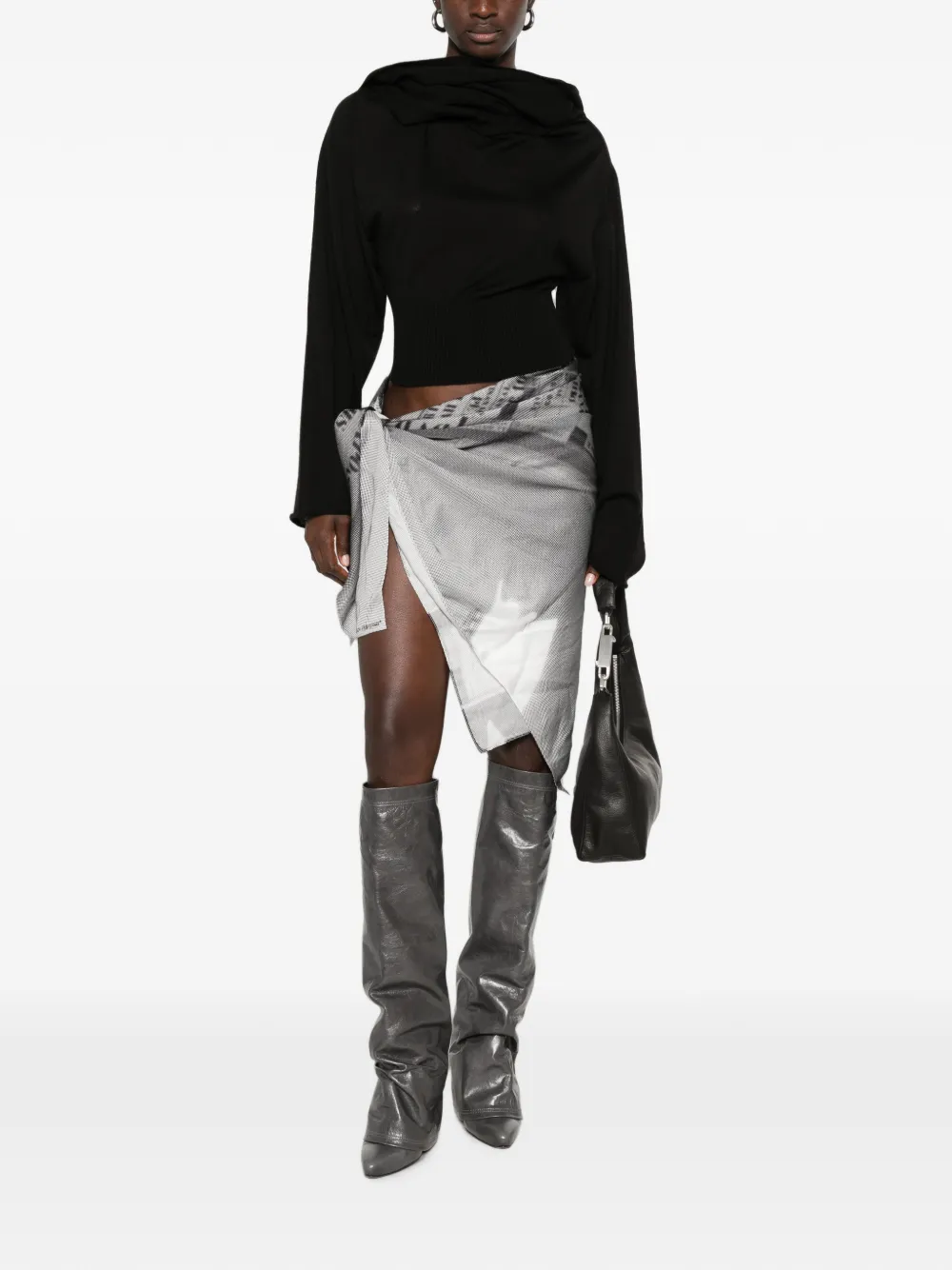 Rick Owens Asymmetrische gedrapeerde trui Zwart