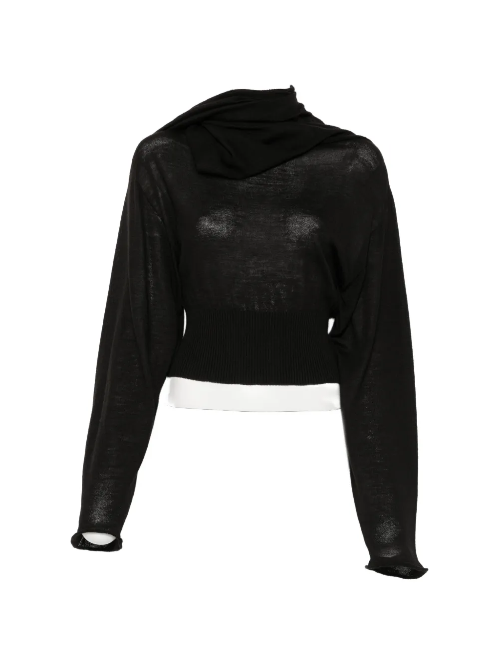 Rick Owens draped-neck ribbed top - Nero