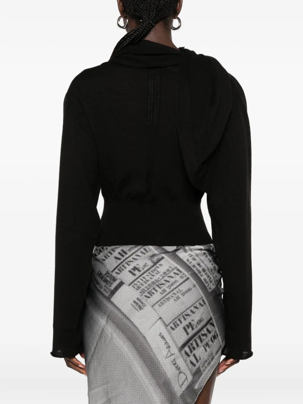 Rick Owens Asymmetrische gedrapeerde trui Zwart