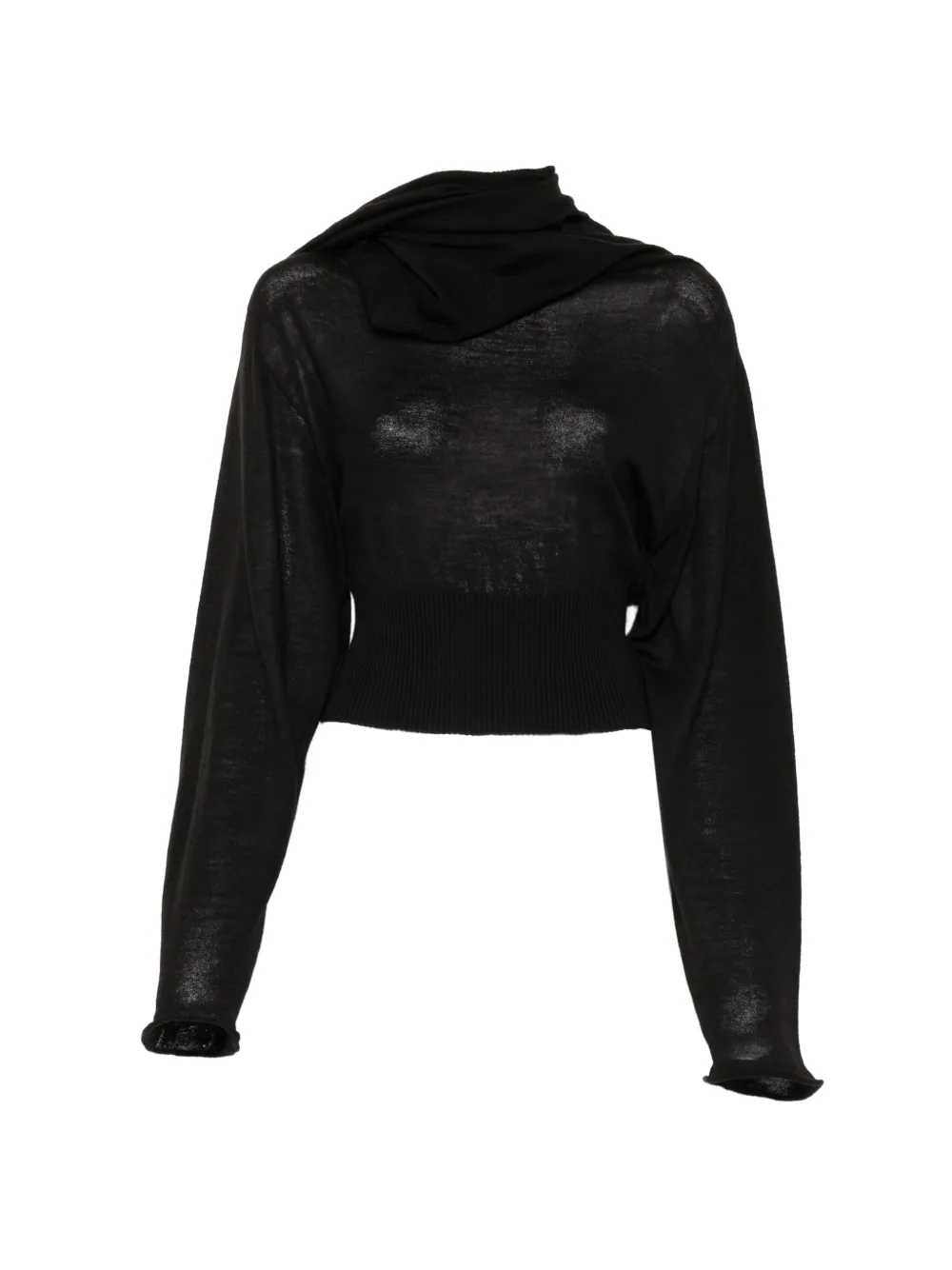 Rick Owens draped-neck ribbed top - Nero
