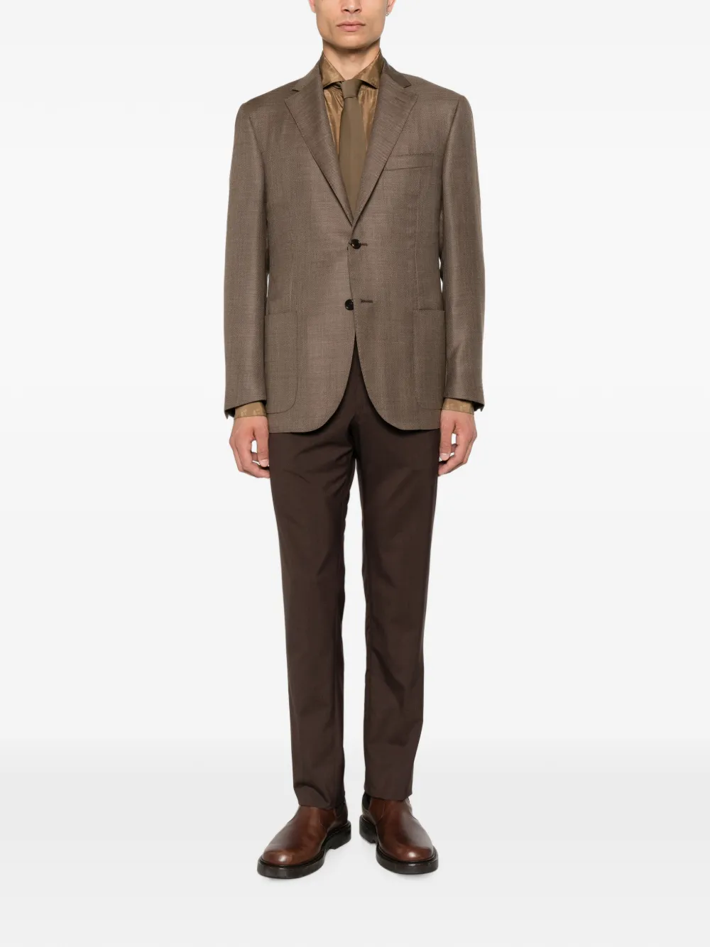 Corneliani Blazer met enkele rij knopen en gekerfde revers Bruin