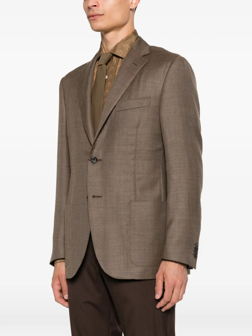 Corneliani Blazer met enkele rij knopen en gekerfde revers Bruin
