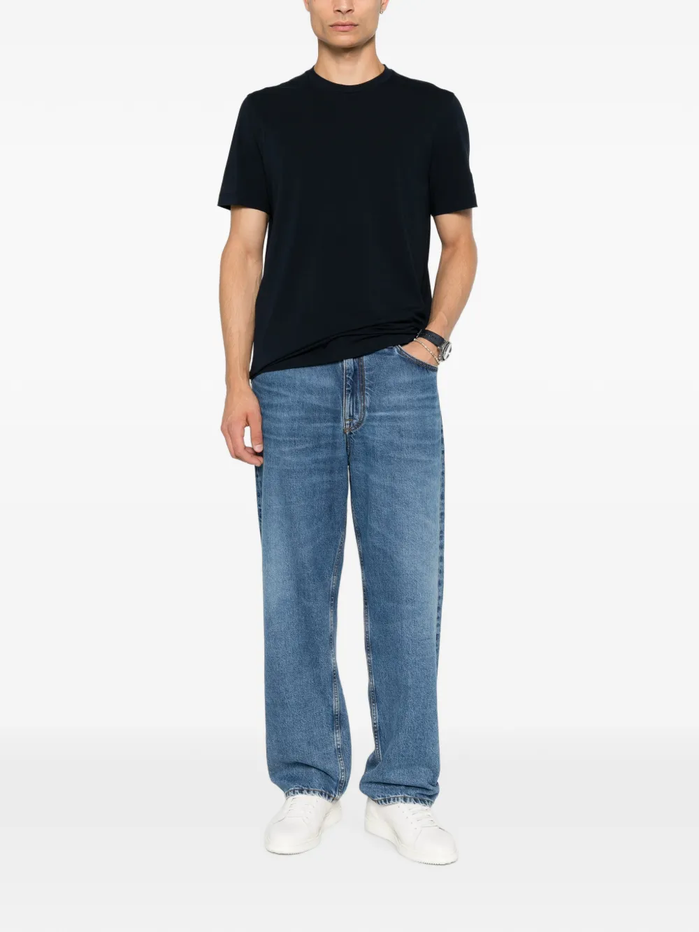 Corneliani T-shirt met logopatch Blauw