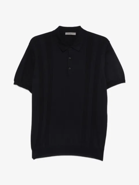 Corneliani pointelle-knit short-sleeve polo shirt