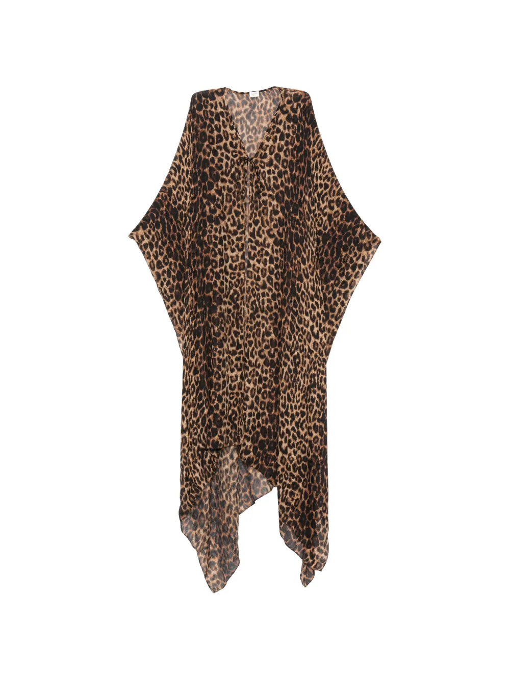 Saint Laurent Mantella in seta con stampa leopardata - Marrone