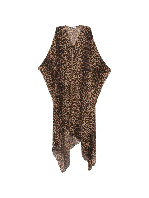 Saint Laurent capa de seda con estampado de leopardo
