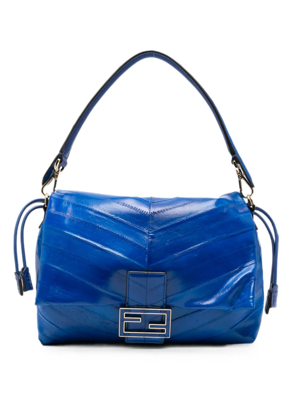 FENDI medium Baguette FF logo-plaque shoulder bag - Blau