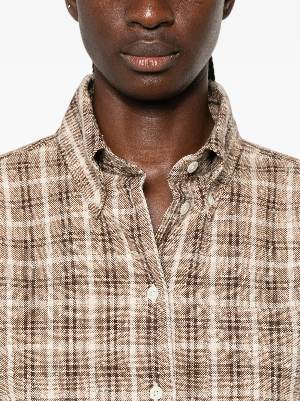 Róhe Check-pattern Shirt in Brown, view 5