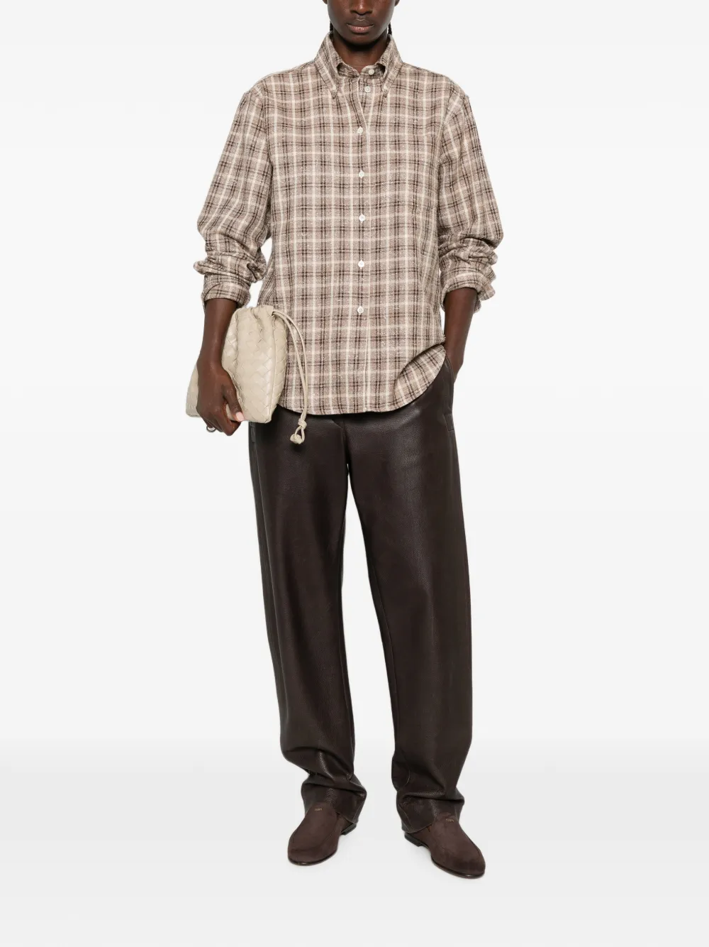Róhe Check-pattern Shirt in Brown, view 2