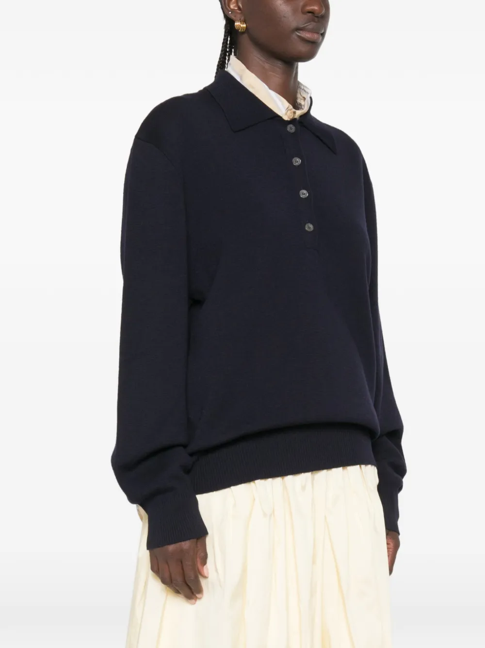 Róhe Button-placket Polo Sweater in Blue, view 3