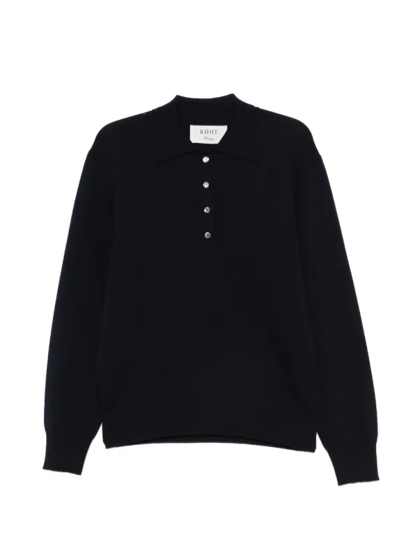 Róhe Button-placket Polo Sweater in Blue