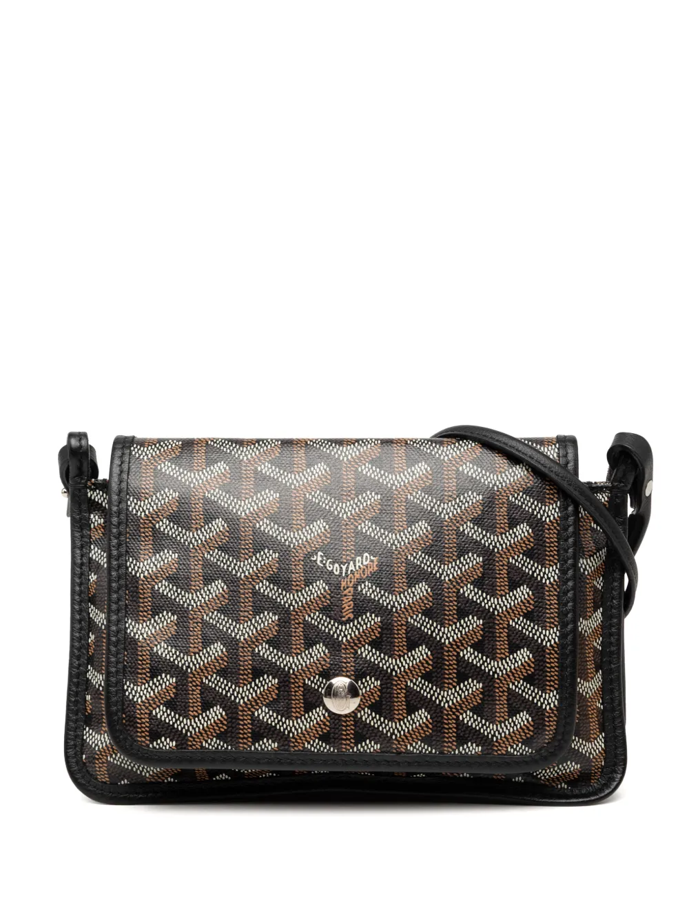 Pre-owned Goyard 2022 Ine Plumet Pocket Wallet Crossbody Bag In Black