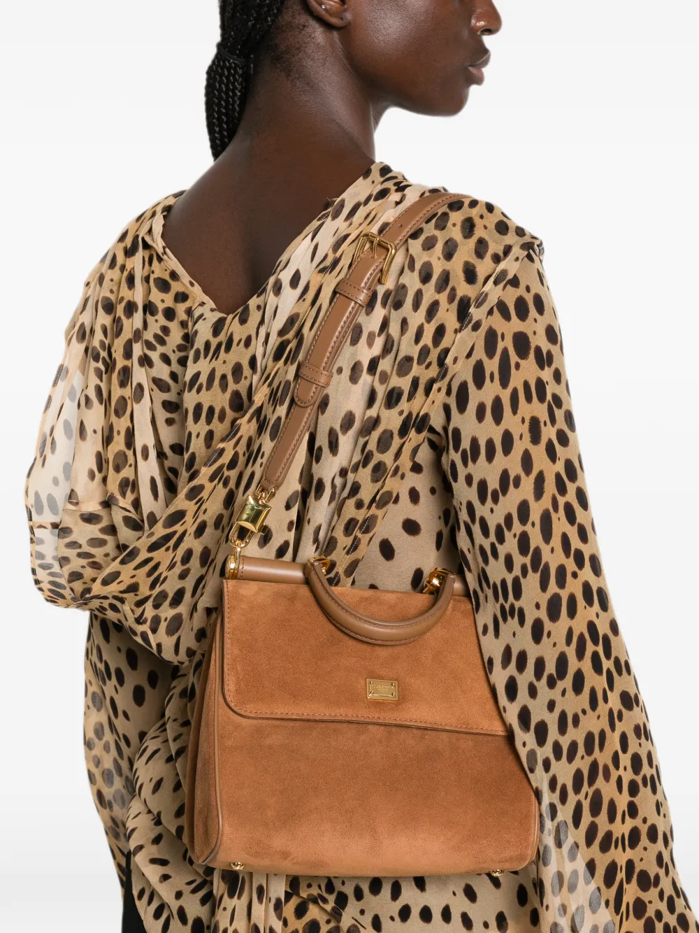 Dolce & Gabbana Sicily shopper met logoplakkaat Bruin