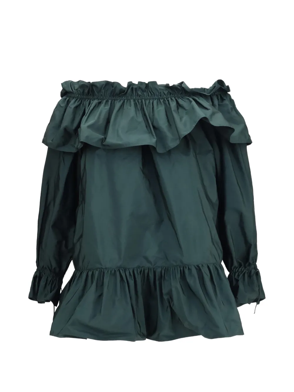 Saint Laurent ruffled off-shoulder mini dress - Grün