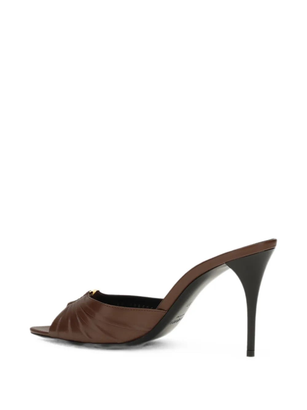 Saint Laurent Babylone ruched leather sandals Bruin