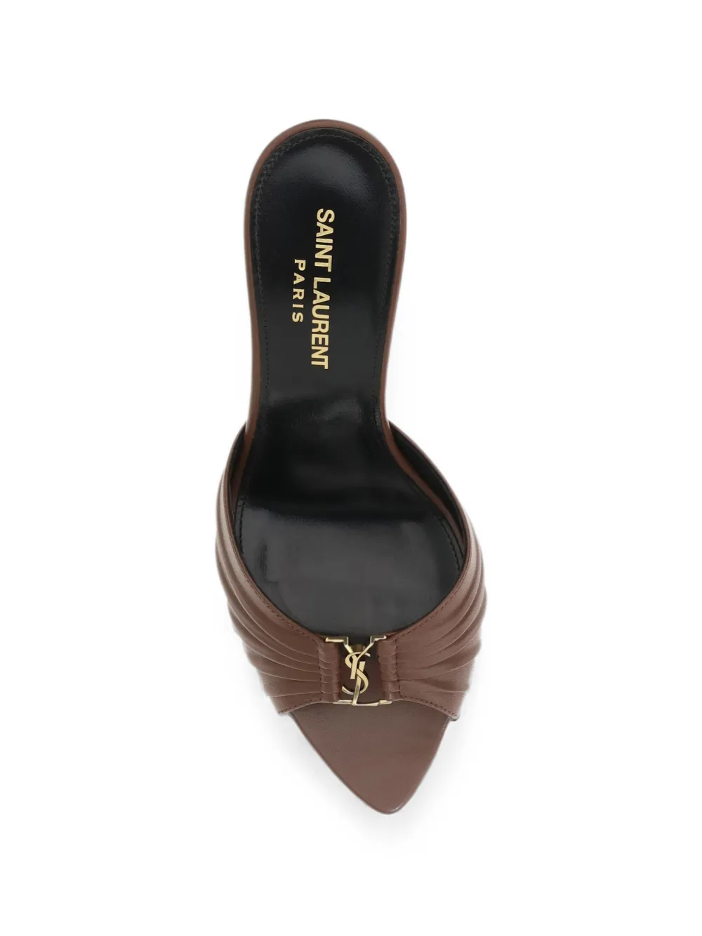 Saint Laurent Babylone ruched leather sandals Bruin