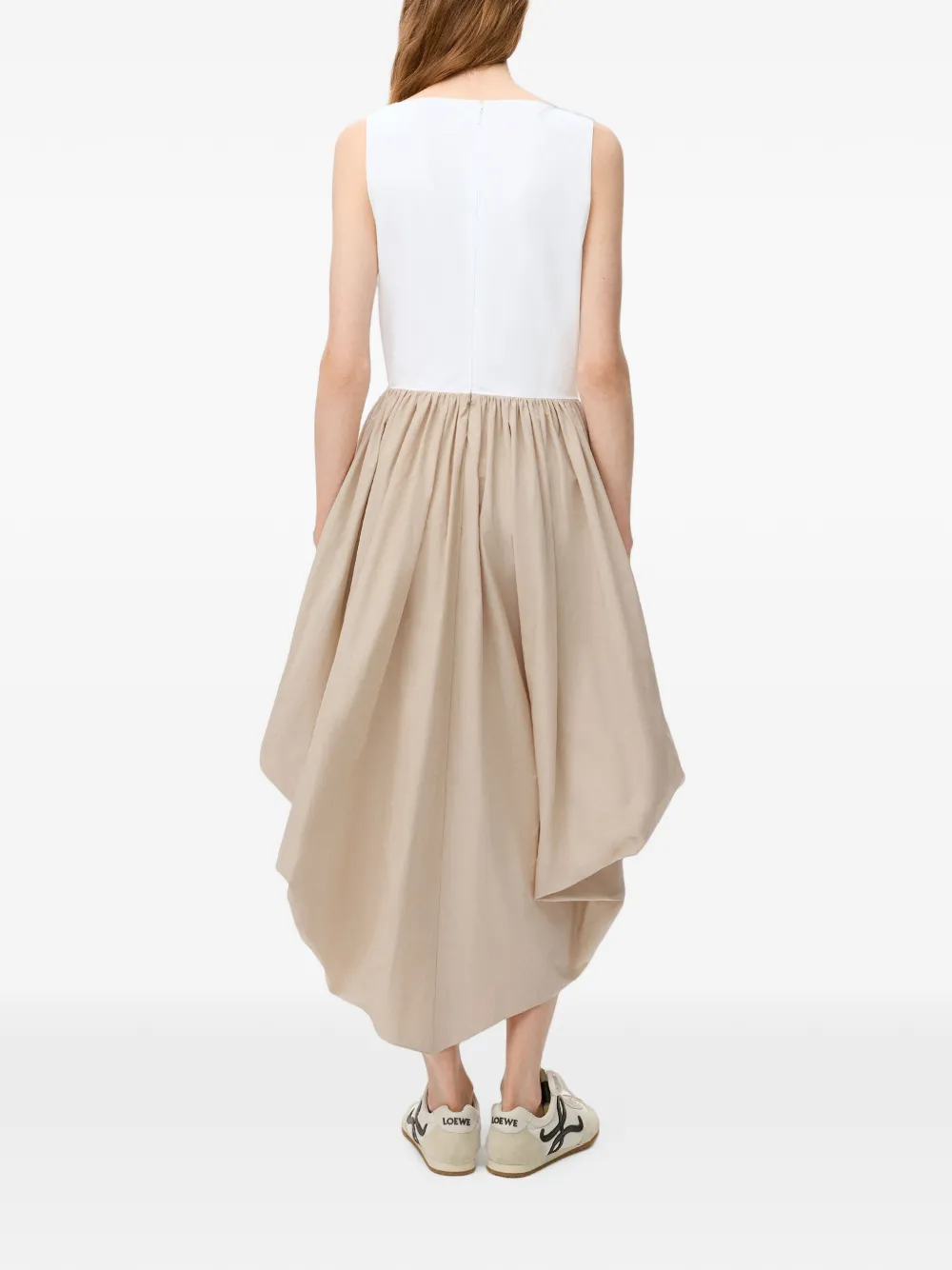LOEWE Asymmetrische jurk met ruches Beige