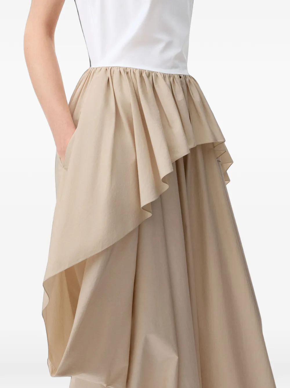 LOEWE Asymmetrische jurk met ruches Beige