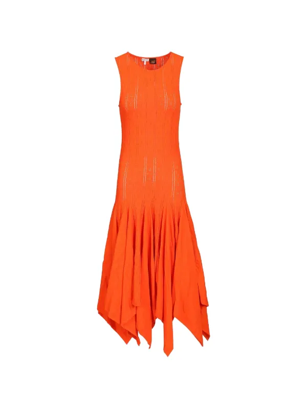 Loewe Paula's Ibiza Jacquard-knit Midi Dress in Orange