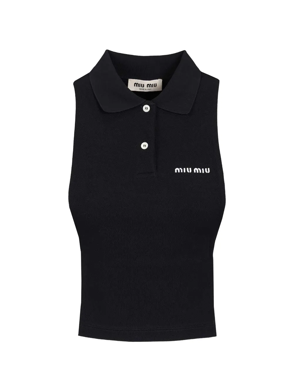 Miu Mouwloos poloshirt met geborduurd logo Blauw