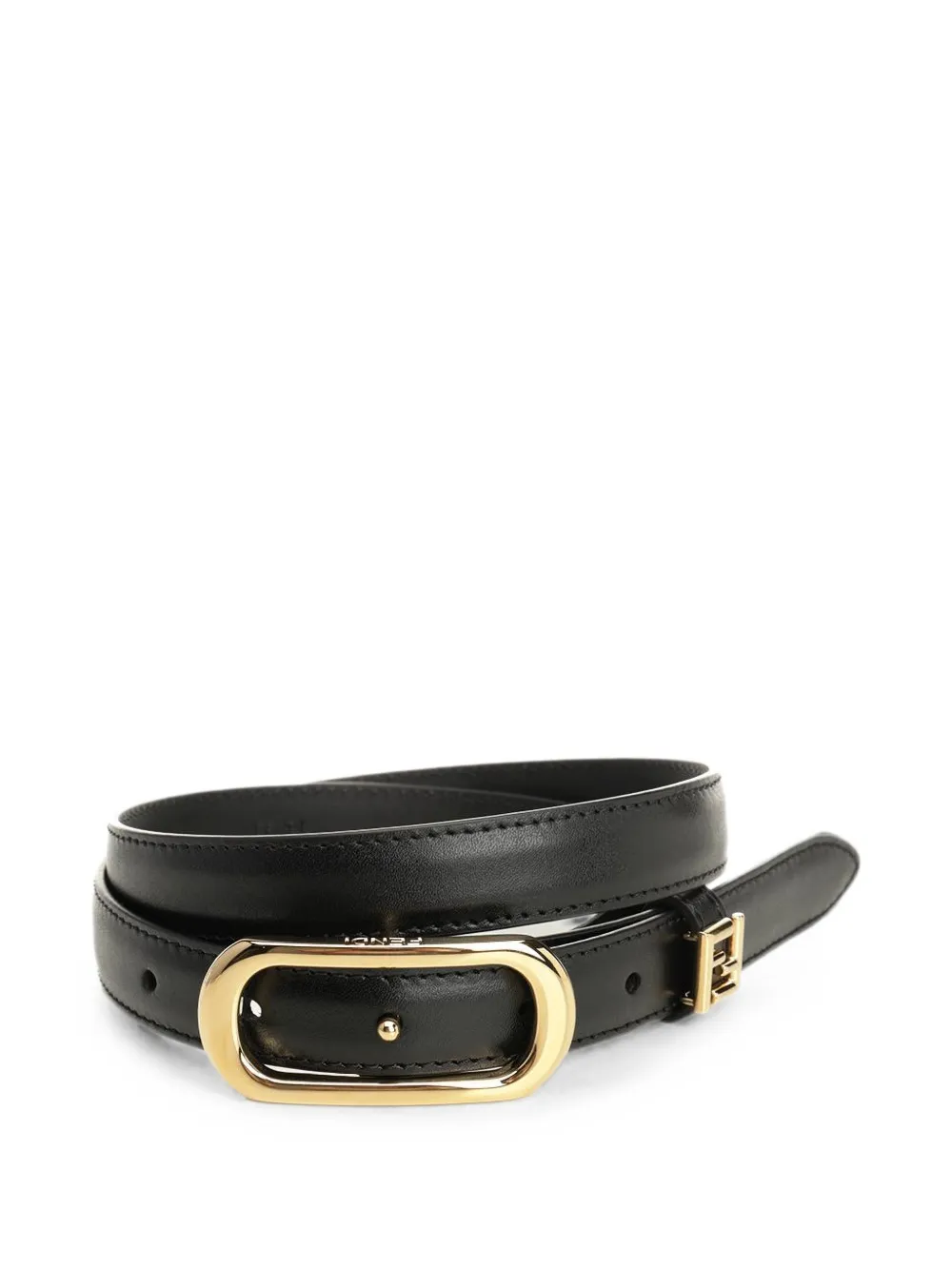 FENDI FF oval-buckle leather belt - Nero