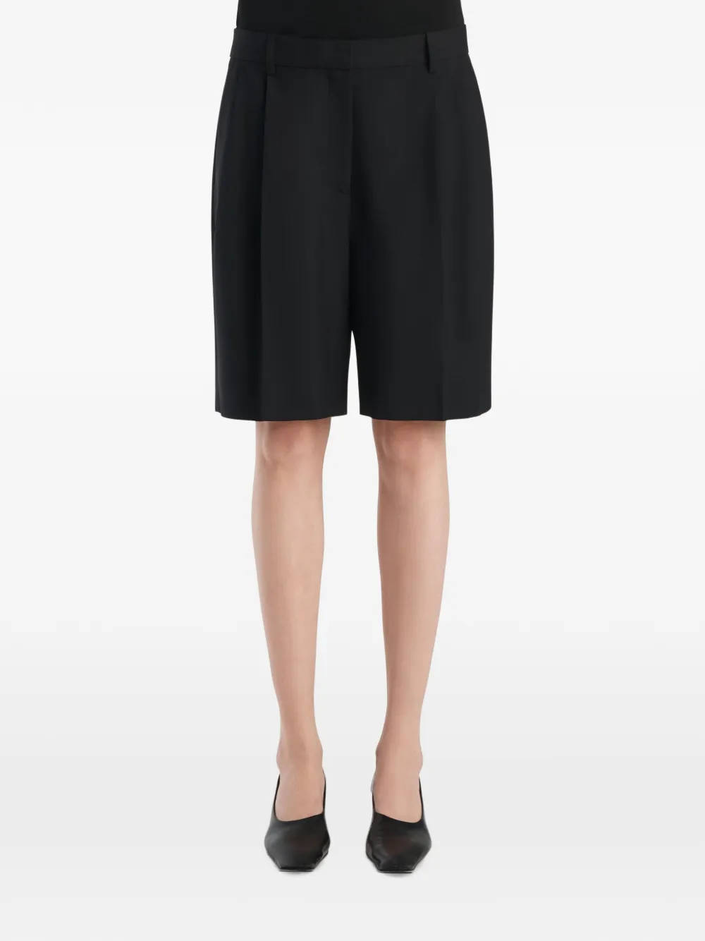 KHAITE Auggie geplooide shorts Zwart