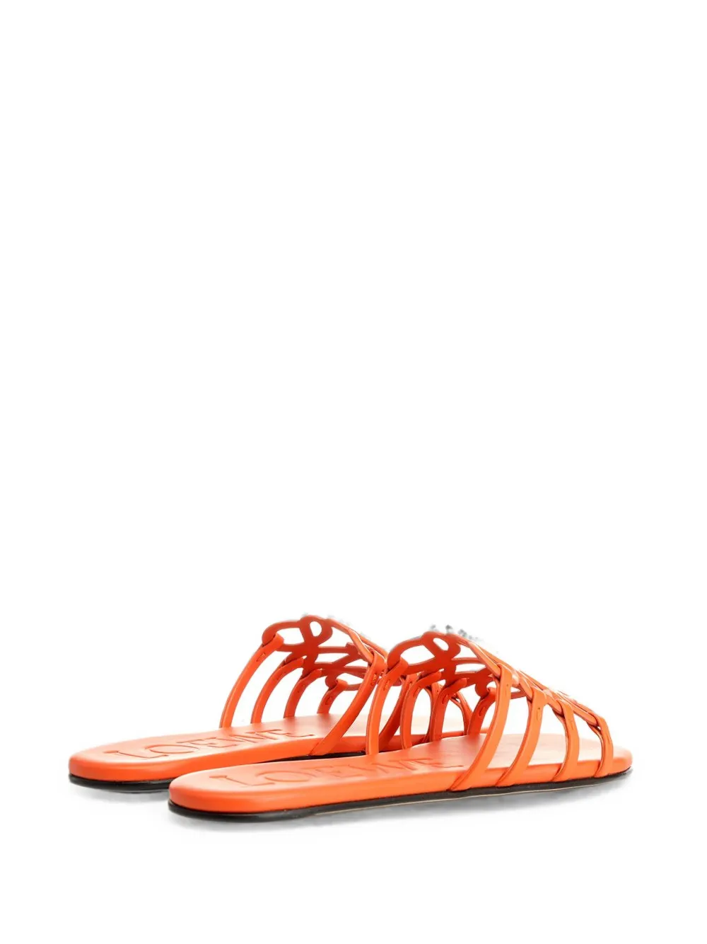 LOEWE Petal Anagram leather flat sandals Oranje