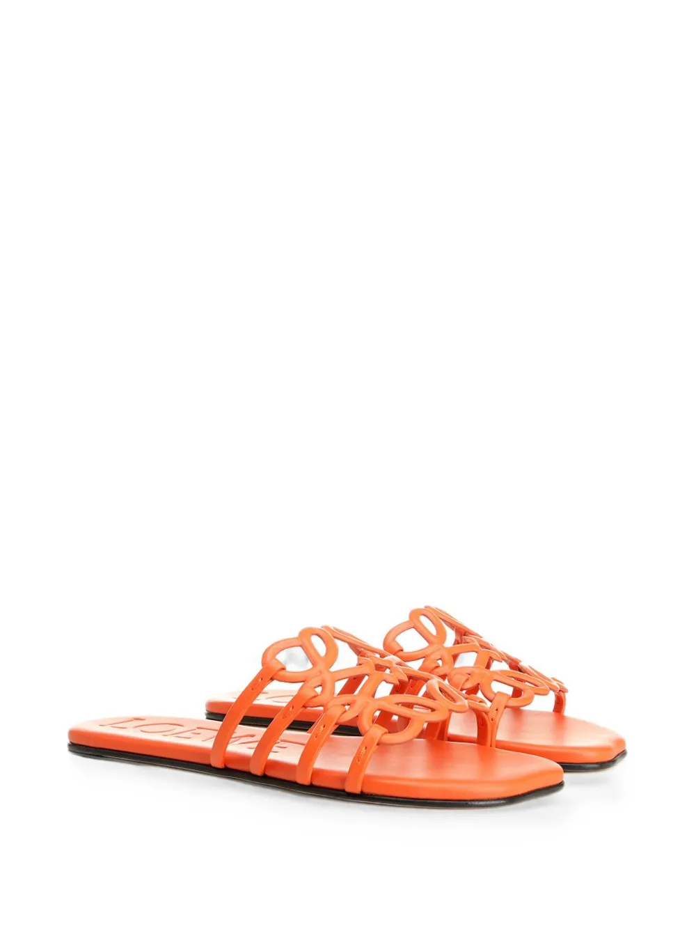 LOEWE Petal Anagram leather flat sandals Oranje