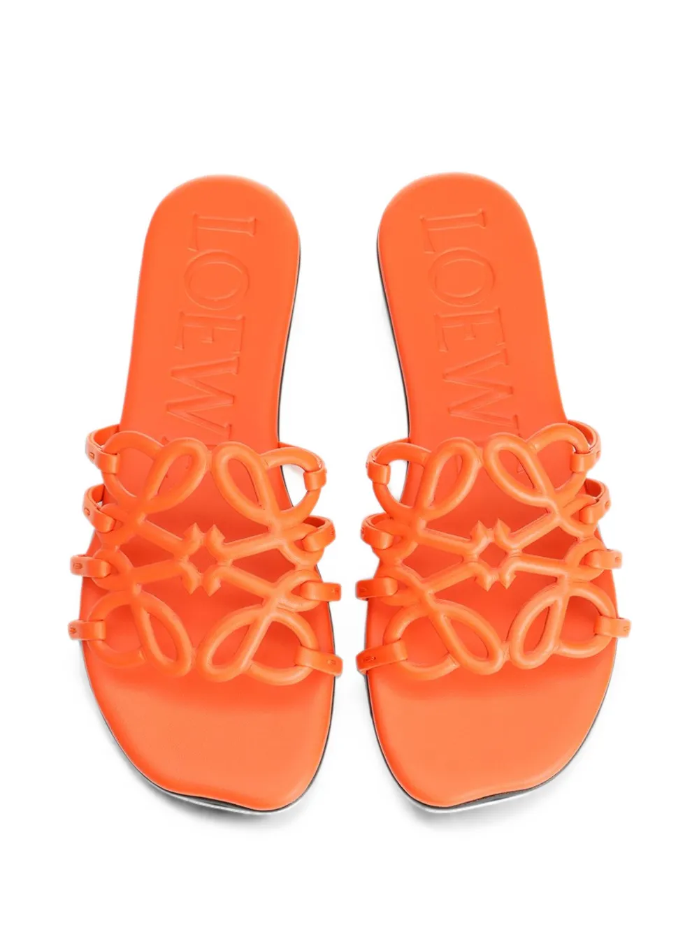 LOEWE Petal Anagram leather flat sandals Oranje
