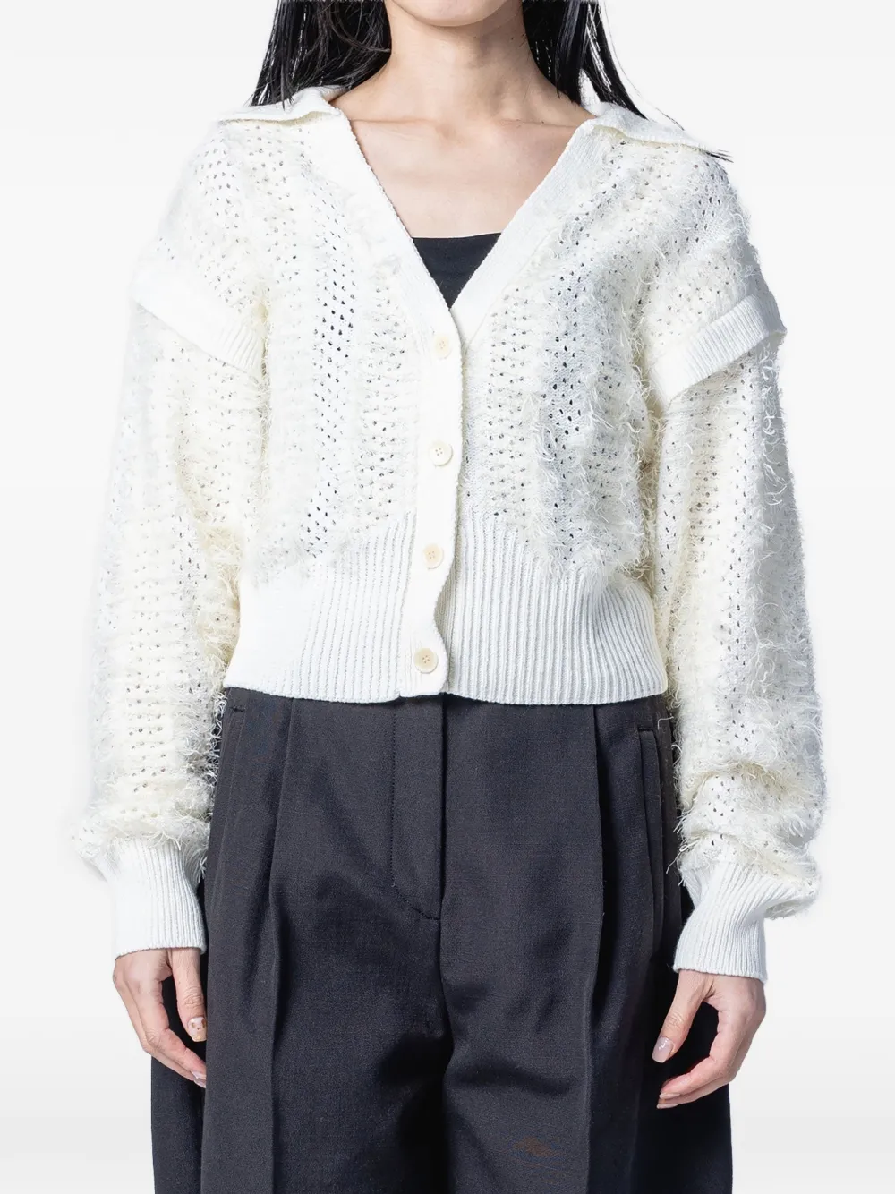 Muller Of Yoshiokubo fuzzy V-neck cardigan - Bianco