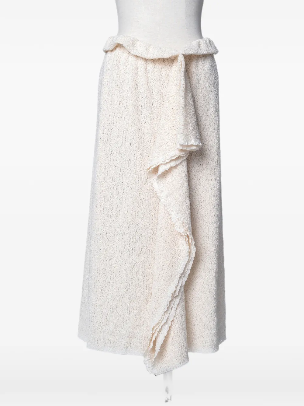 Muller Of Yoshiokubo side-fringe elasticated-waist midi skirt - Weiß
