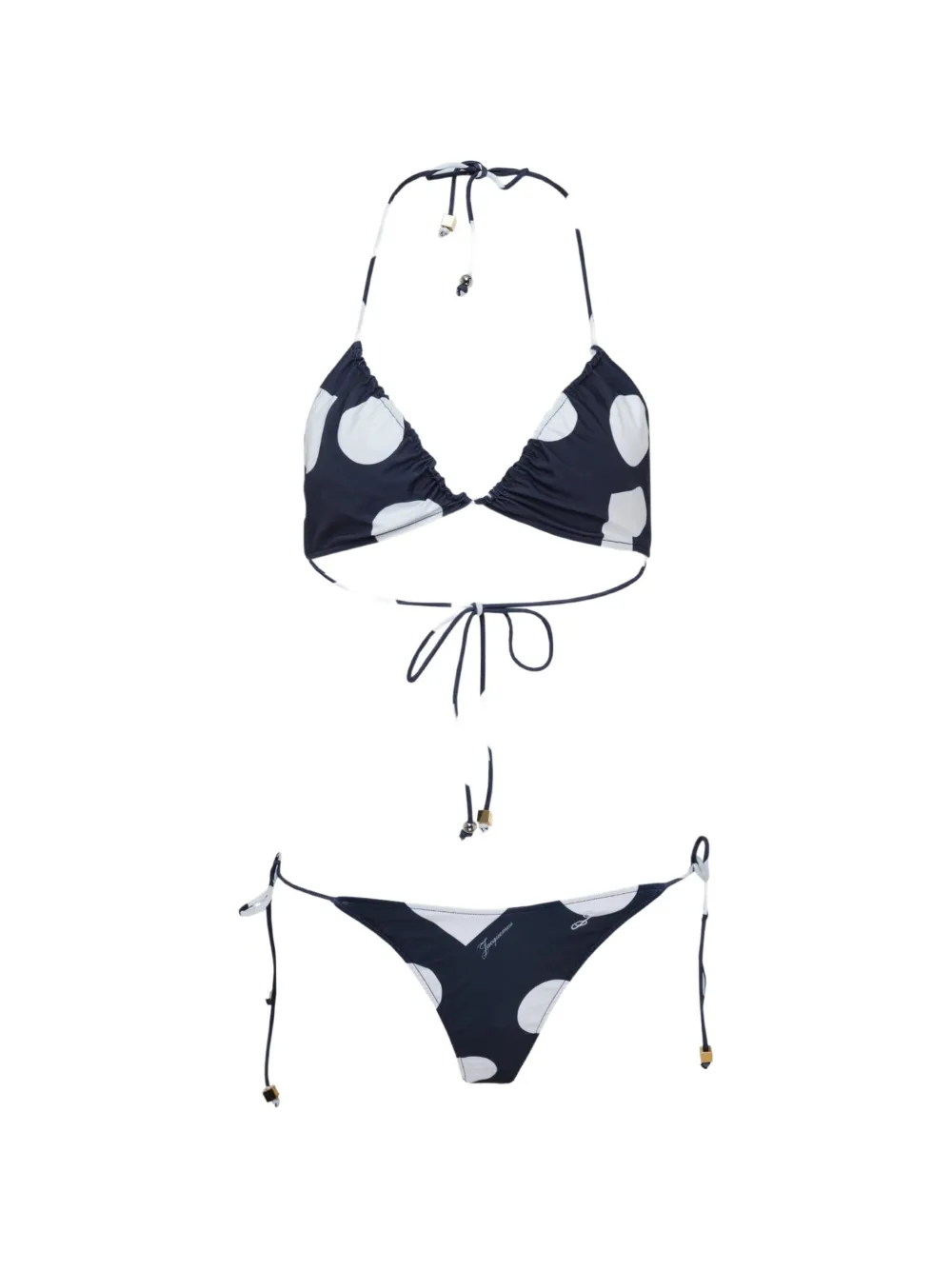 Jacquemus Triangle polka-dot triangle bikini set - Blu