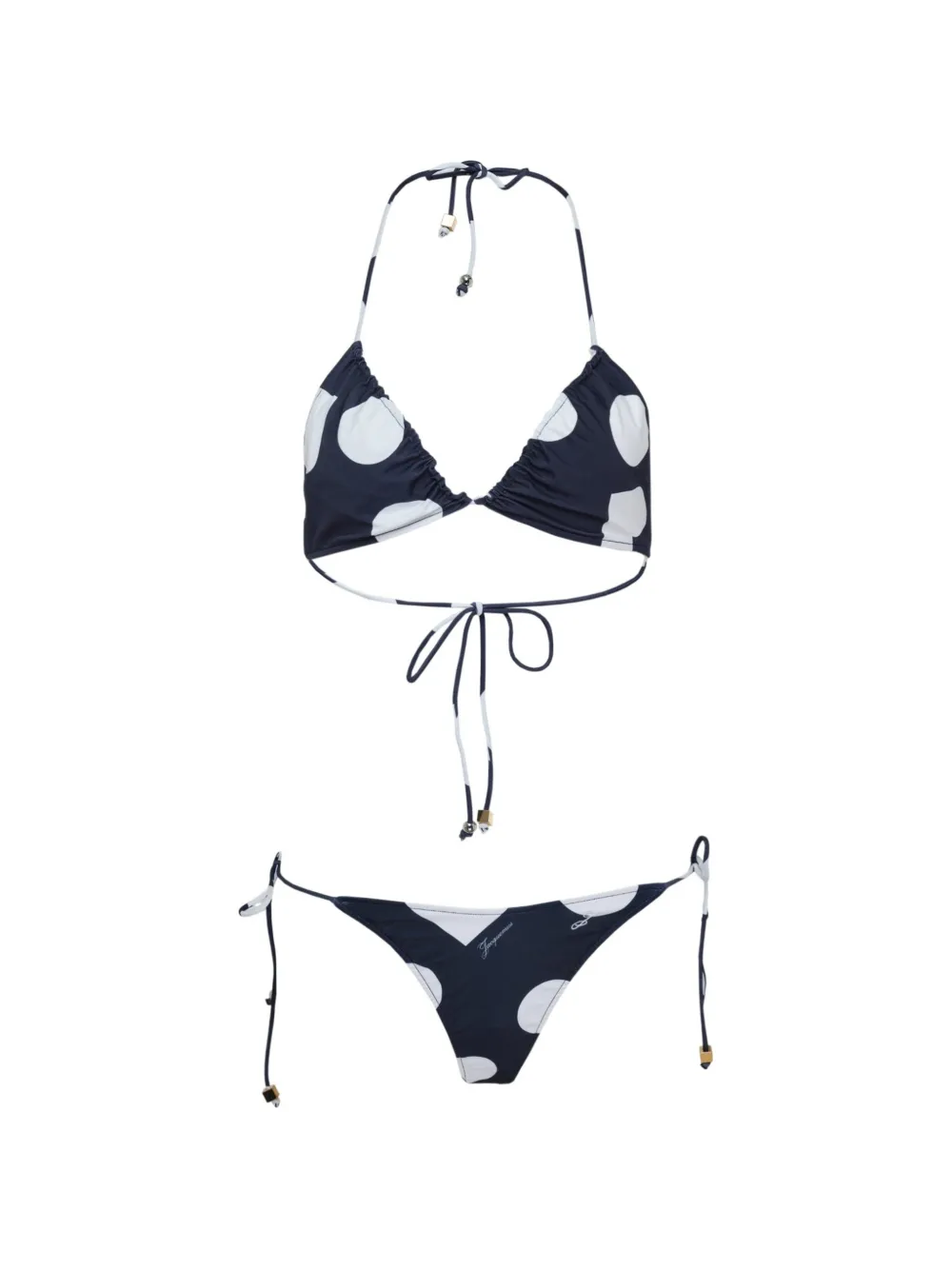 Jacquemus Triangle polka-dot triangle bikini set - Blu