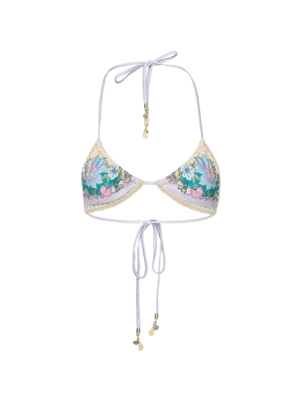 ZIMMERMANN Indra crochet-trim floral-print bikini - Toni neutri