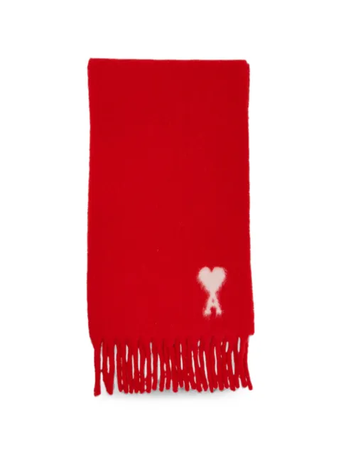 AMI Paris Ami de Coeur intarsia-knit scarf
