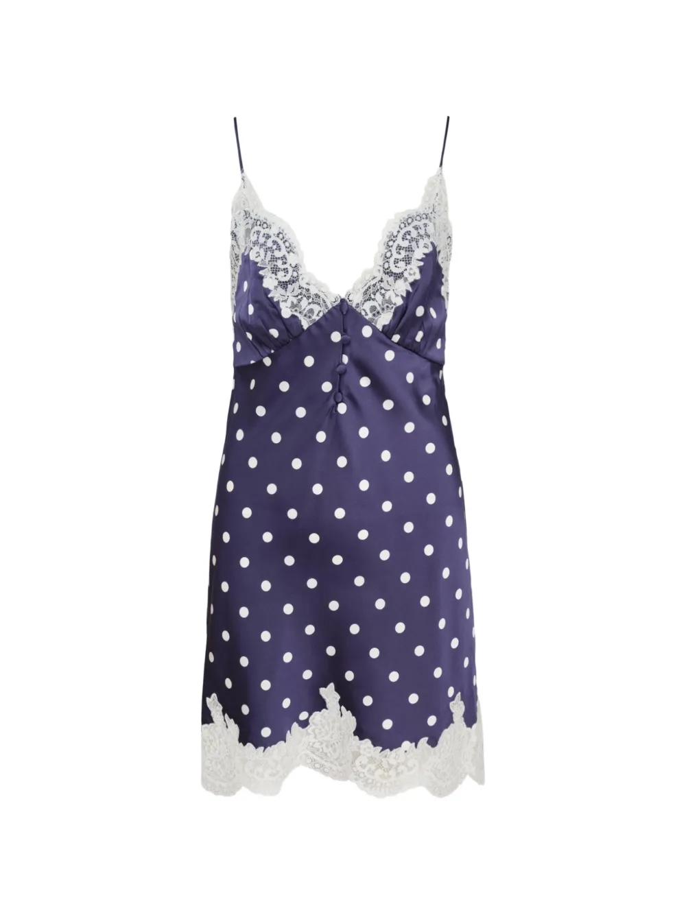 Self-Portrait lace-trim polka-dot mini dress - Blue