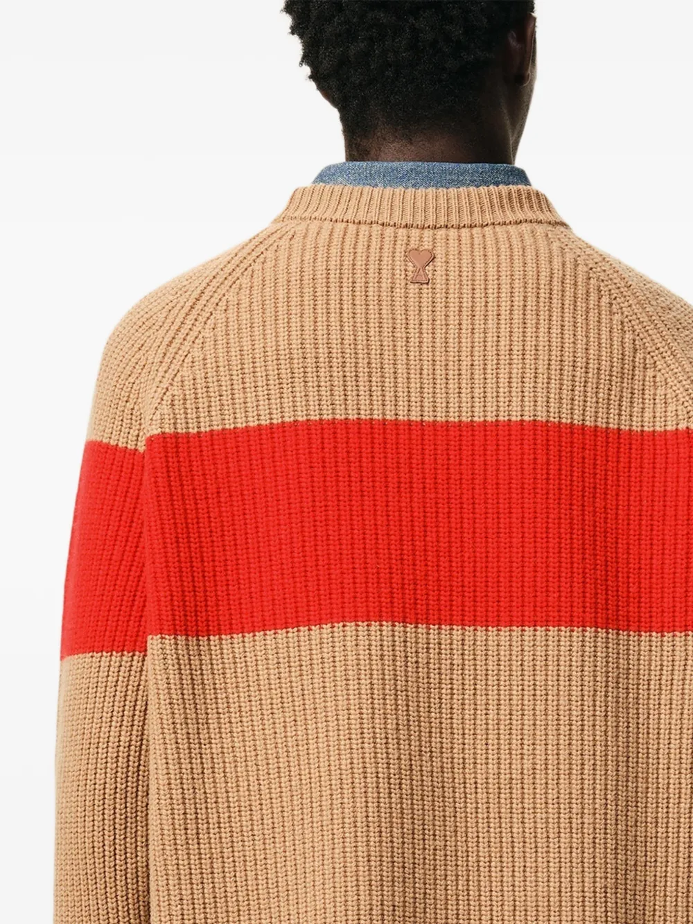 AMI Paris Fair Isle gebreide oversized trui Bruin