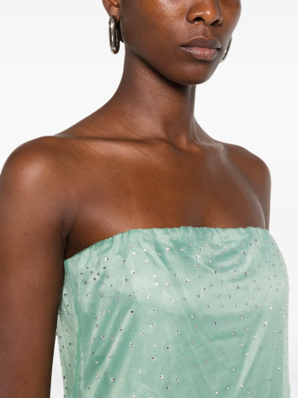 STAUD Amara strapless maxi-jurk Groen