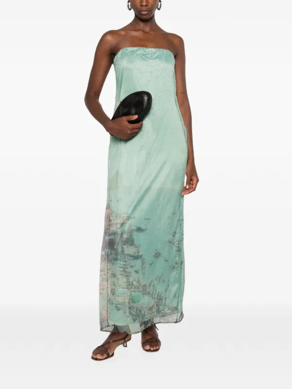 beach dress women's clothing Blue Ball Gown Used Formal 260-25 family gathering Color:Gold Baroque Floral