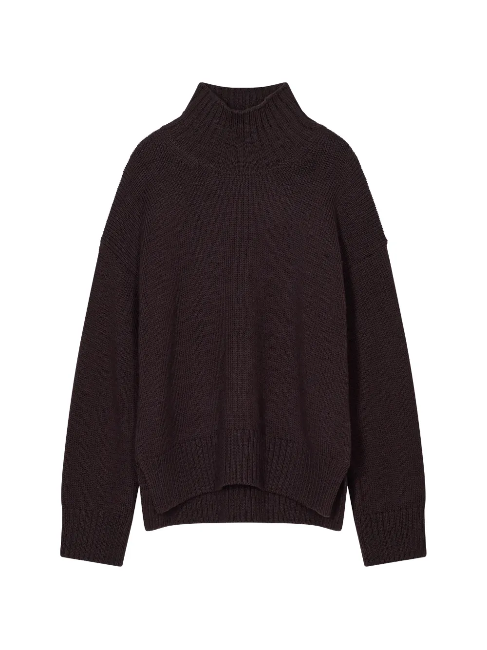 Closed high-neck rib-trimmed sweater
