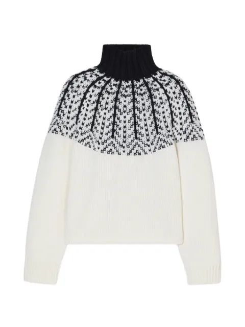Closed intarsia-knit high-neck sweater