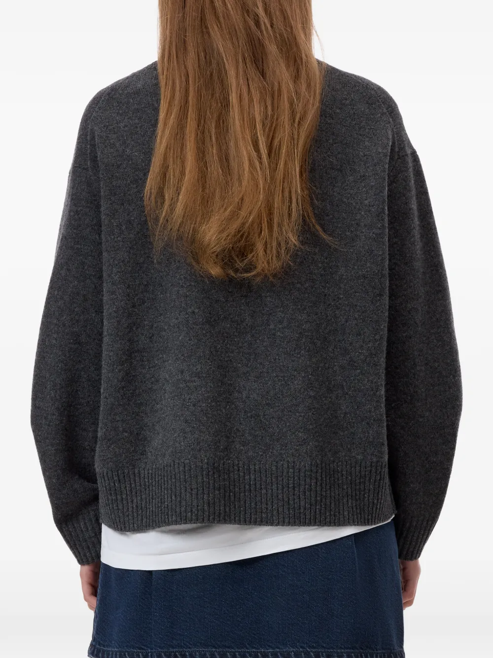 Closed V-neck sweater Grijs