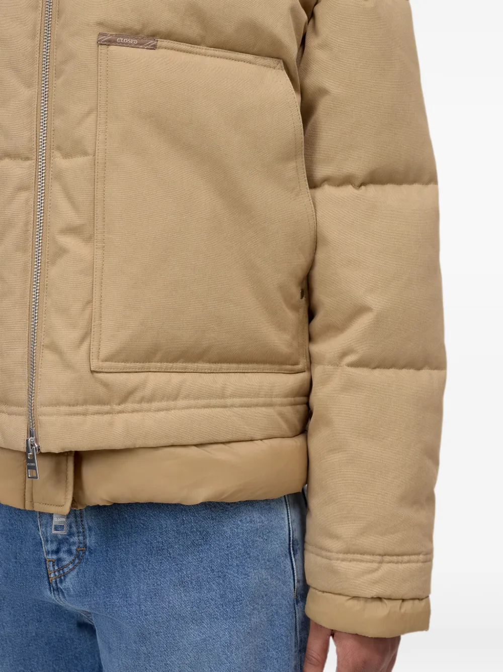 Closed Gewatteerd jack met ribfluwelen kraag Beige