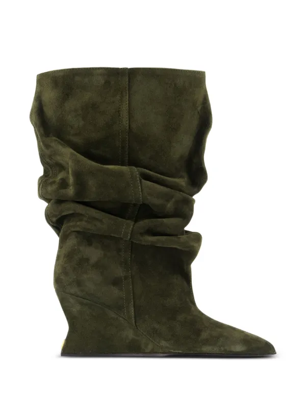 Balmain Wedge Ankle Boots in Green