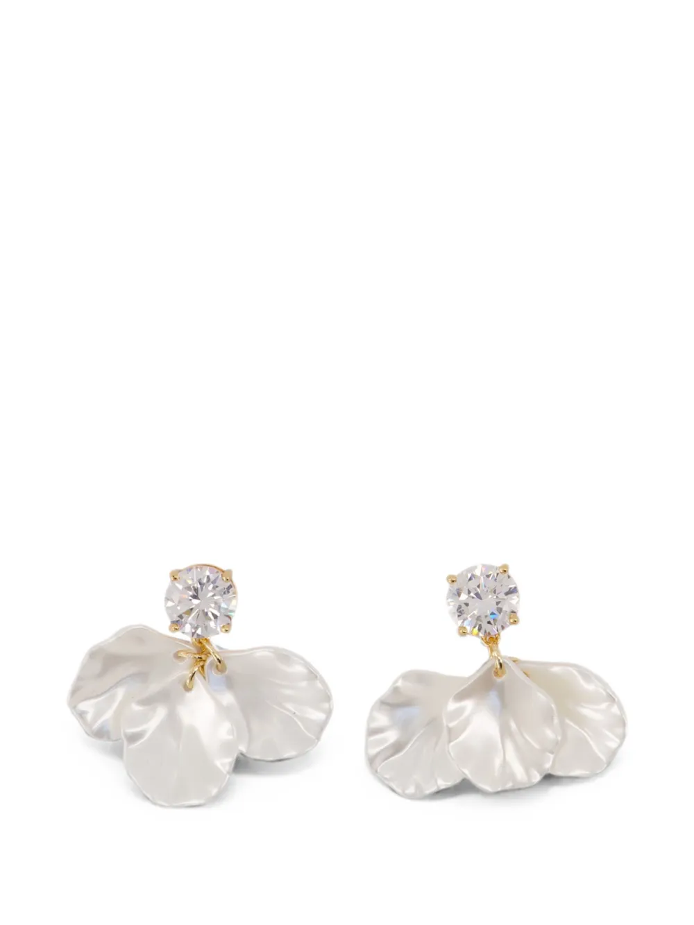 Self-Portrait crystal petal earrings - Gold