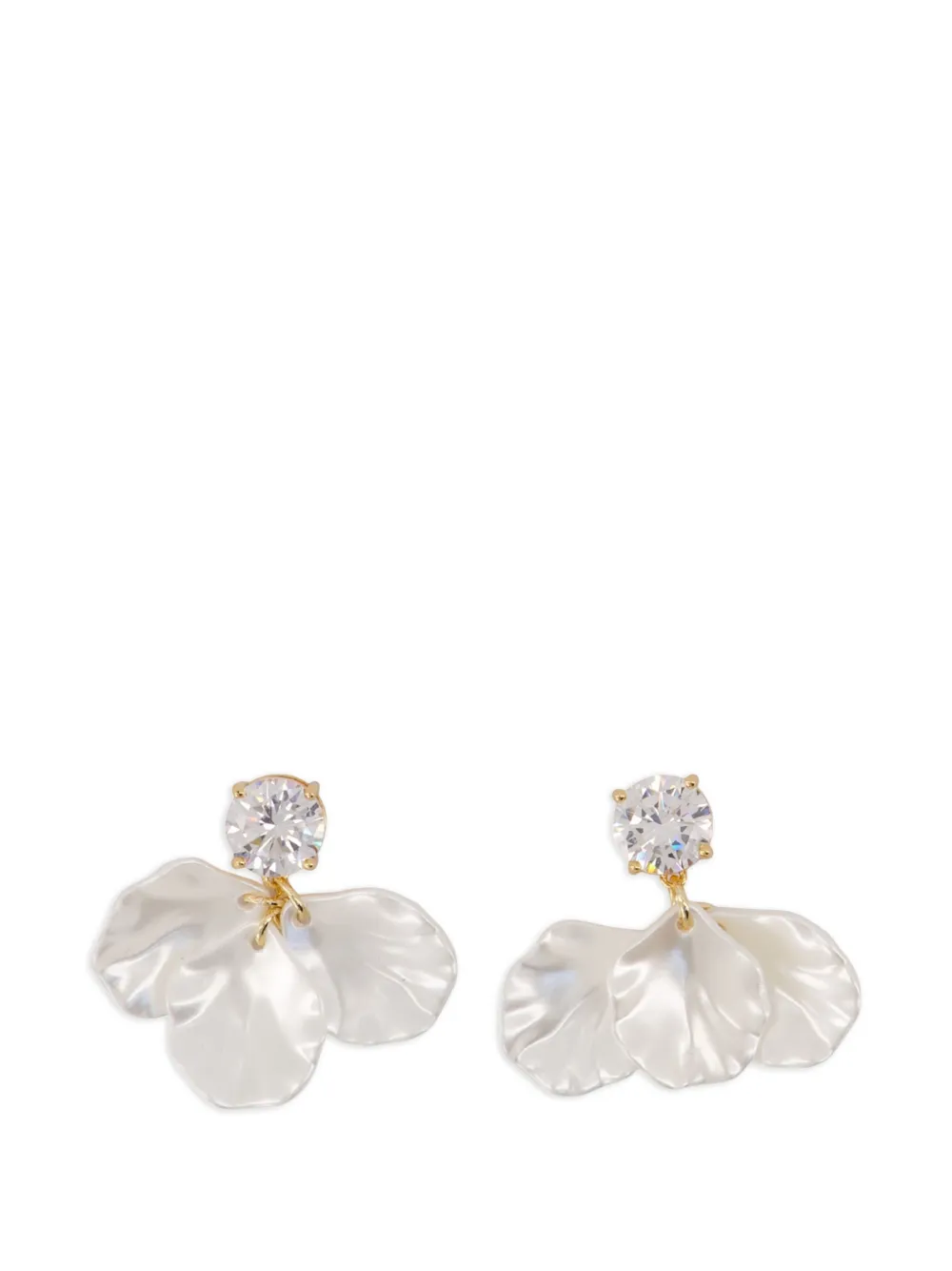 Self-Portrait crystal petal earrings - Oro