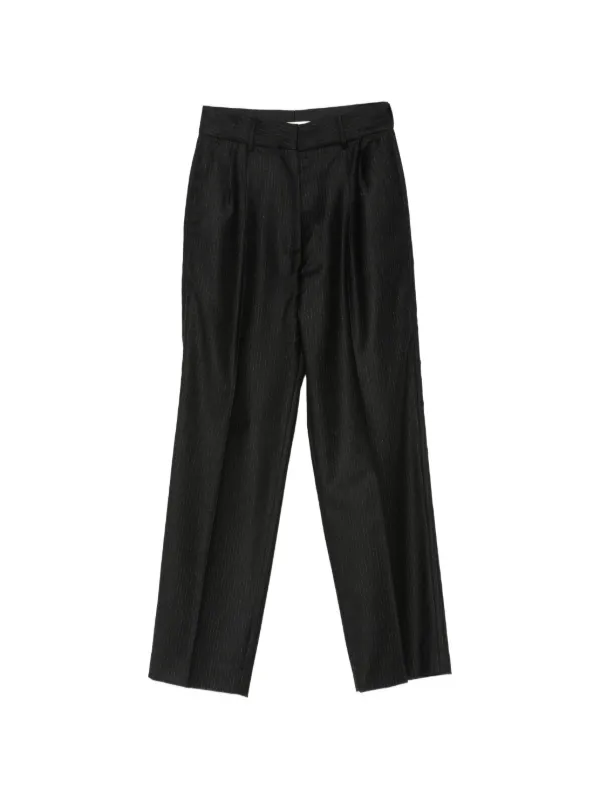 BLAZÉ Milano Pinstripe-pattern Pleated Trousers in Black