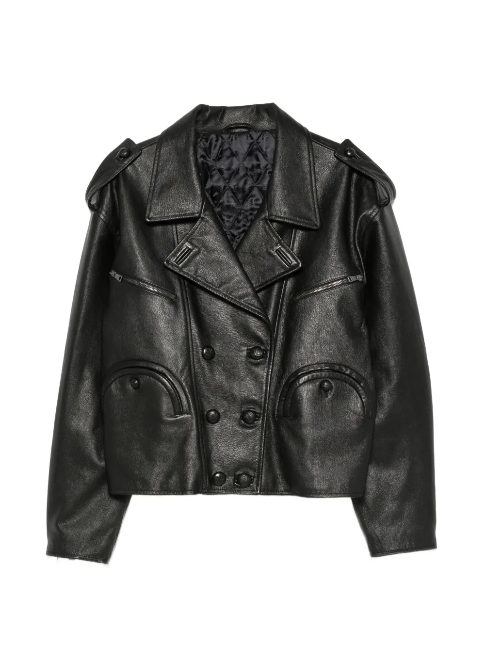 Blazé Milano double-breasted leather jacket - Nero