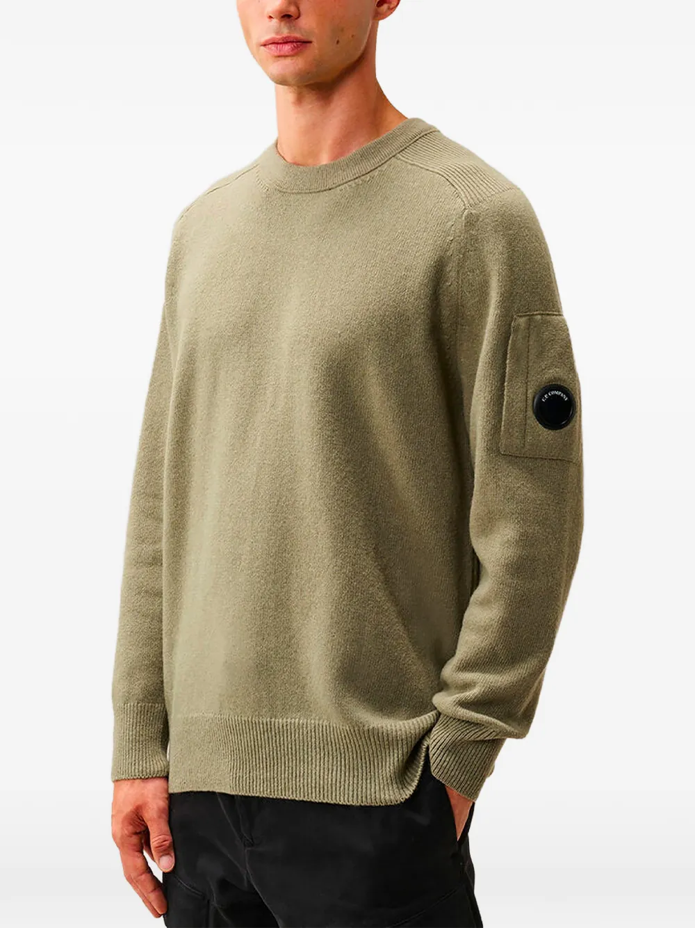 C.P. Company lambswool lens crewneck sweater Beige